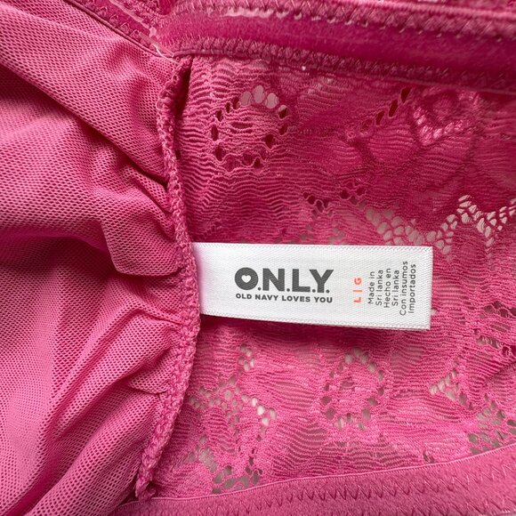 Old Navy Lace Bandeau Bralette Wireless Bra Zinnia Pink Size Large NEW - Picture 5 of 5